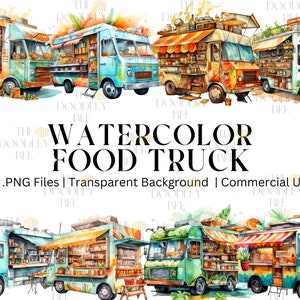 Watercolor food truck clipart, 12 High quality JPGs, Commercial use, Summer cliparts, Food cliparts, Hot dog, Hamburger, Corndog, Scrapbook