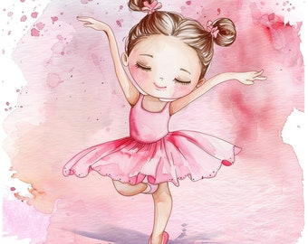 Little ballerinas clipart bundle, Ballet clipart bundle, Set of 12, white background, Commercial use, Instant download, high Quality