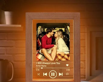 Custom Song Photo Frame Night Light Personalized Acrylic LED Music Picture Frame Spotify Code Anniversary Gift Boyfriend Girlfriend Couples