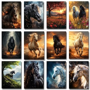PRINTED high quality Monochrome Horse Wall Art – Black & White Canvas Print, Modern Animal Decor for Home, Man Cave Wall Art, Kids Room Art