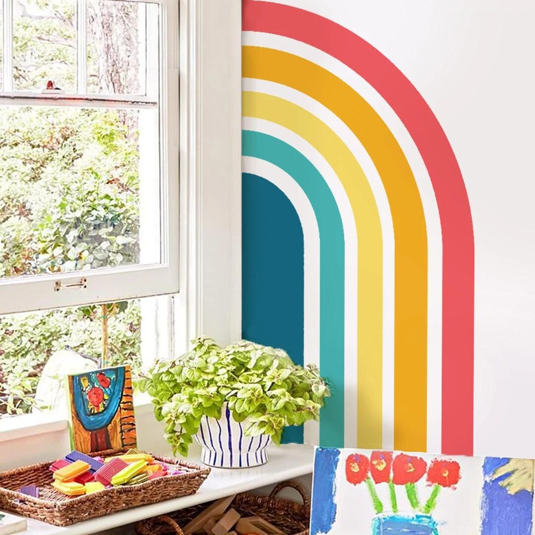 Large Half Arch Rainbow DIY Wall Sticker Child Room Girls Room Nursery ...