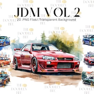 Jdm Car Clipart Bundle Png, 20 Japanese Cars Sublimation Design Sports Vehicle Image, Drift Printable Art, Stance Automobiles Commercial Use