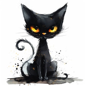 12 PNG di alta qualità Clipart gatto nero, Clipart di Halloween, creazione di cartoline, journaling, download digitale, immagine gatto nero