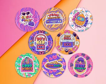90s Button Pins 1.25" & 2.25" sized, 80s Pinback Button, Retro 90s Nostalgia Badge Button, I Love The 90s Pin Badges,  90s Kid Gift
