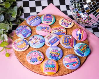 90s Button Pins 1.25" & 2.25" sized, 80s Pinback Button, Retro 90s Nostalgia Badge Button, I Love The 90s Pin Badges,  90s Kid Gift