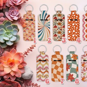 Hippie Chapstick Holder, Retro Mushroom Lipbalm Holder, Vintage Cute backpack keychain, 70s Aesthetic keychain, Daisy Boho Gift for Teen