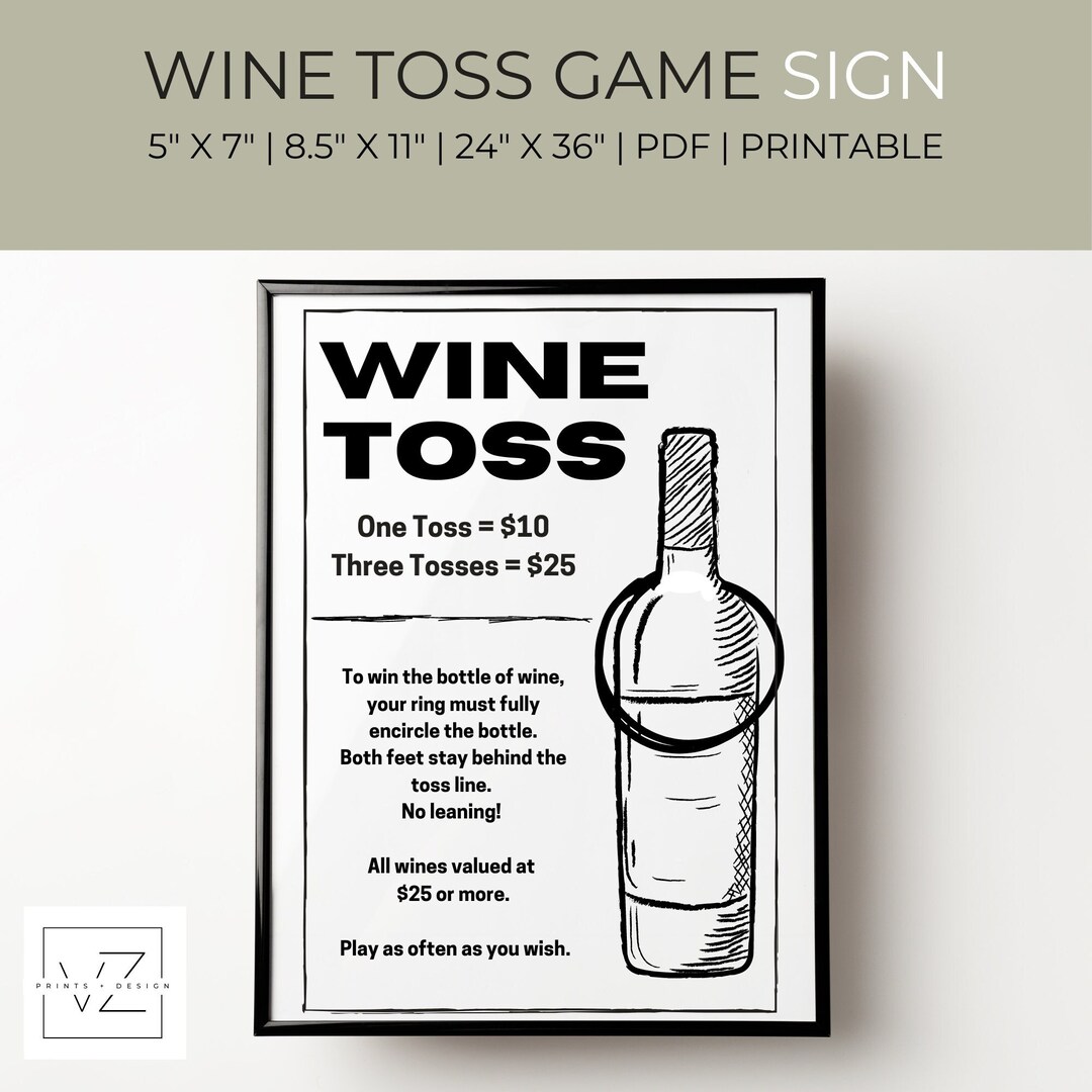 Wine Toss Game Ring Toss Fundraiser Auction Wine Toss Printable Wine