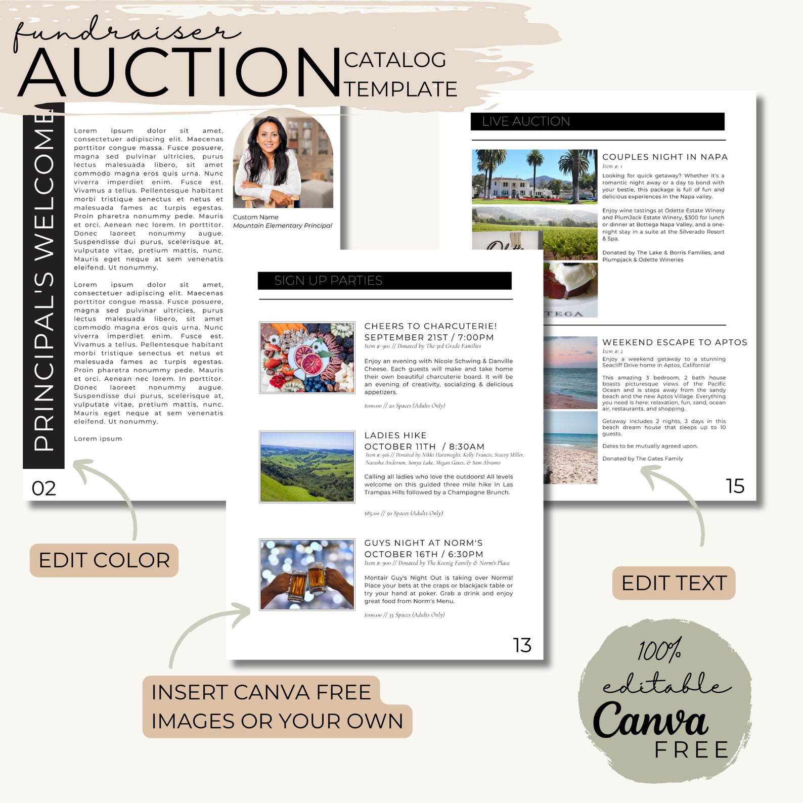 School Auction Catalog 5.5x8.5 Fundraiser Catalog Canva Template