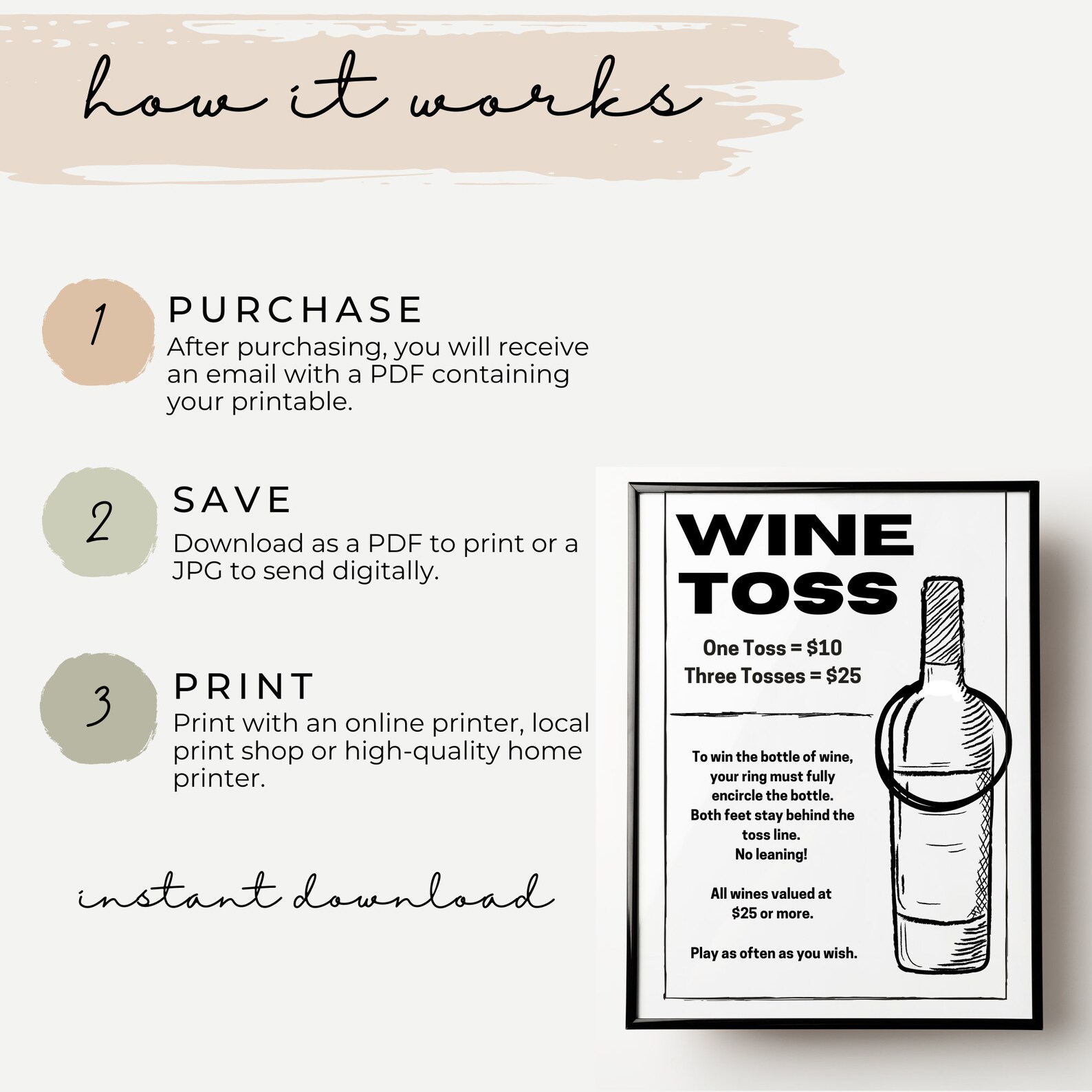 Wine Toss Game Ring Toss Fundraiser Auction Wine Toss Printable Wine