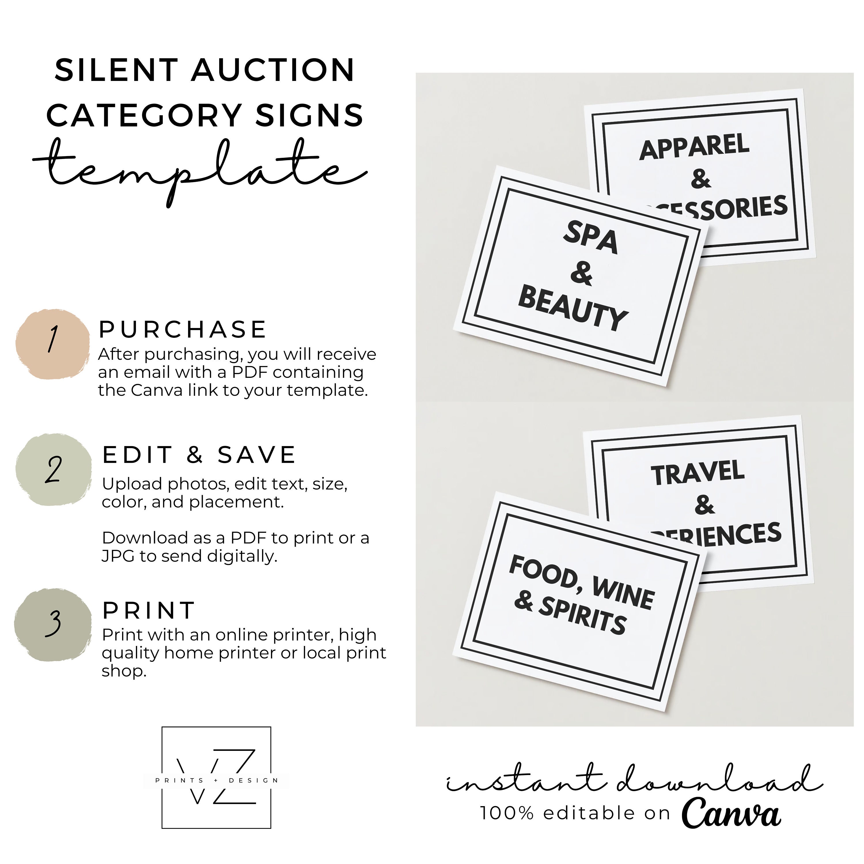 Silent Auction Signage Silent Auction Categories Etsy