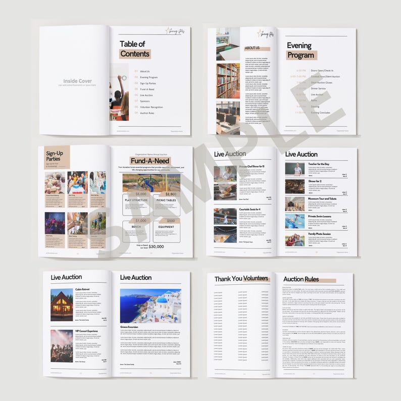 Auction Catalog Template | Canva Fundraiser Program Printable (digital ...