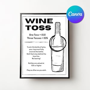 Wine Toss Game Template | Ring Toss Fundraiser | Auction Wine Toss Printable | Wine Toss Digital Download | Auction Instant Download | Canva