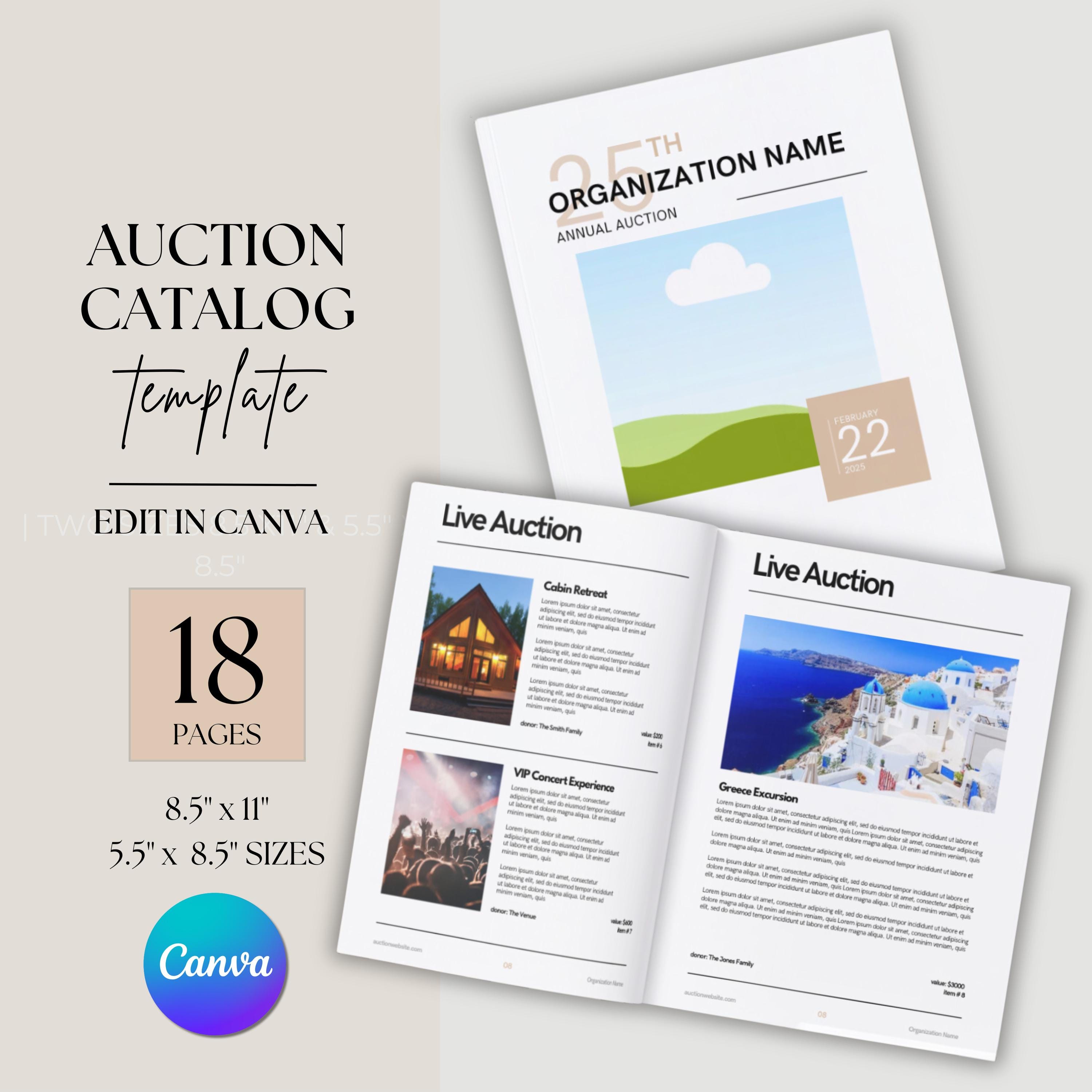 Auction Catalog Template | Canva Fundraiser Program Printable (digital ...