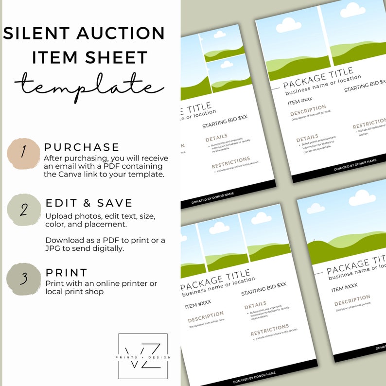 Auction Item Description Sheet Silent Auction Info Sheet Auction Canva Auction Item Description Sheet Silent Auction Info Sheet Auction Canva