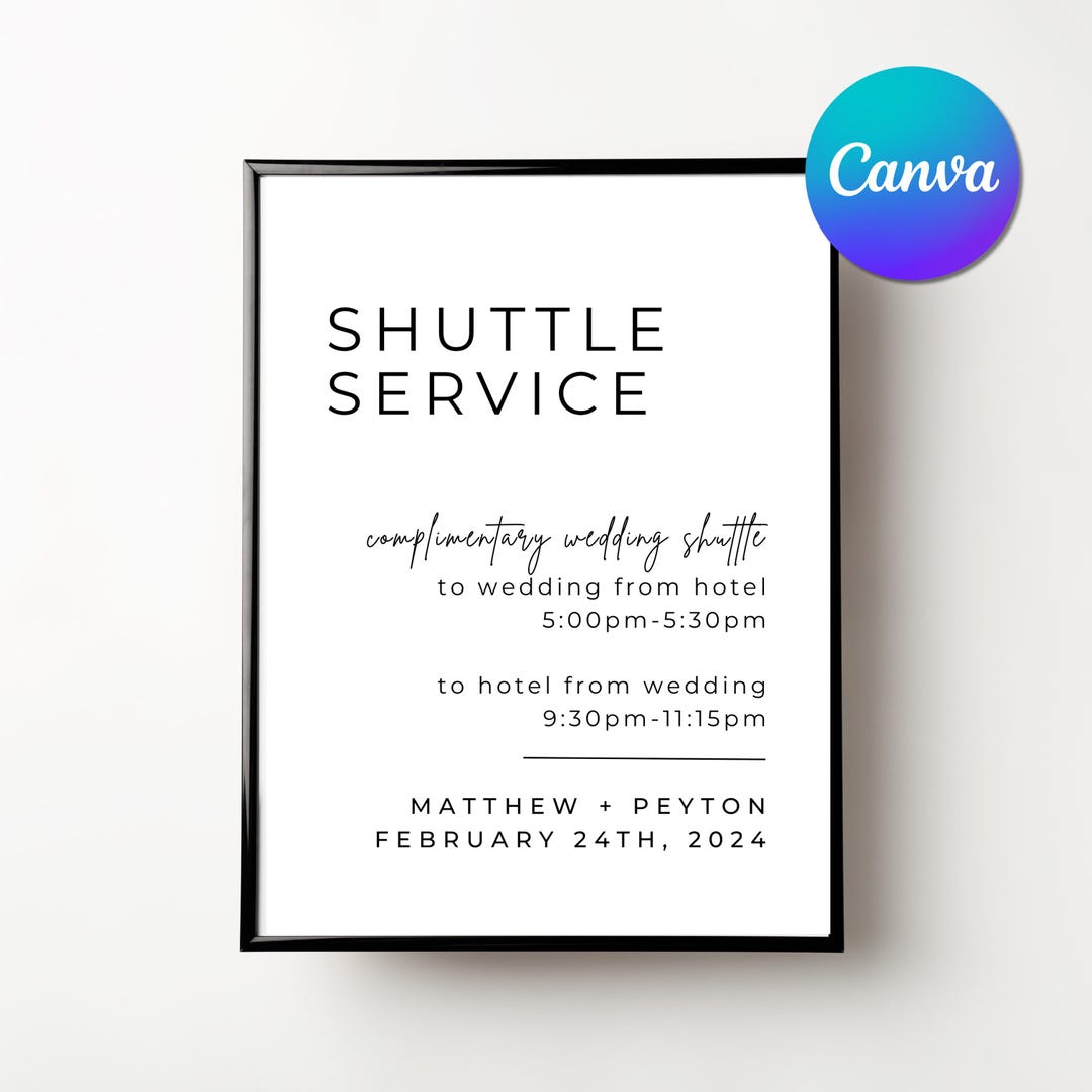 Modern Wedding Shuttle Template | Minimalist Canva Design (digital ...