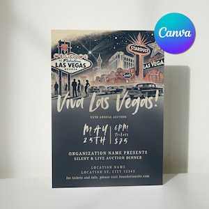 Invitación editable a una gala en Las Vegas / Invitación a Las Vegas / Gala en Las Vegas / Volante de subasta / Invitación a subasta / Plantilla / Viva Las Vegas