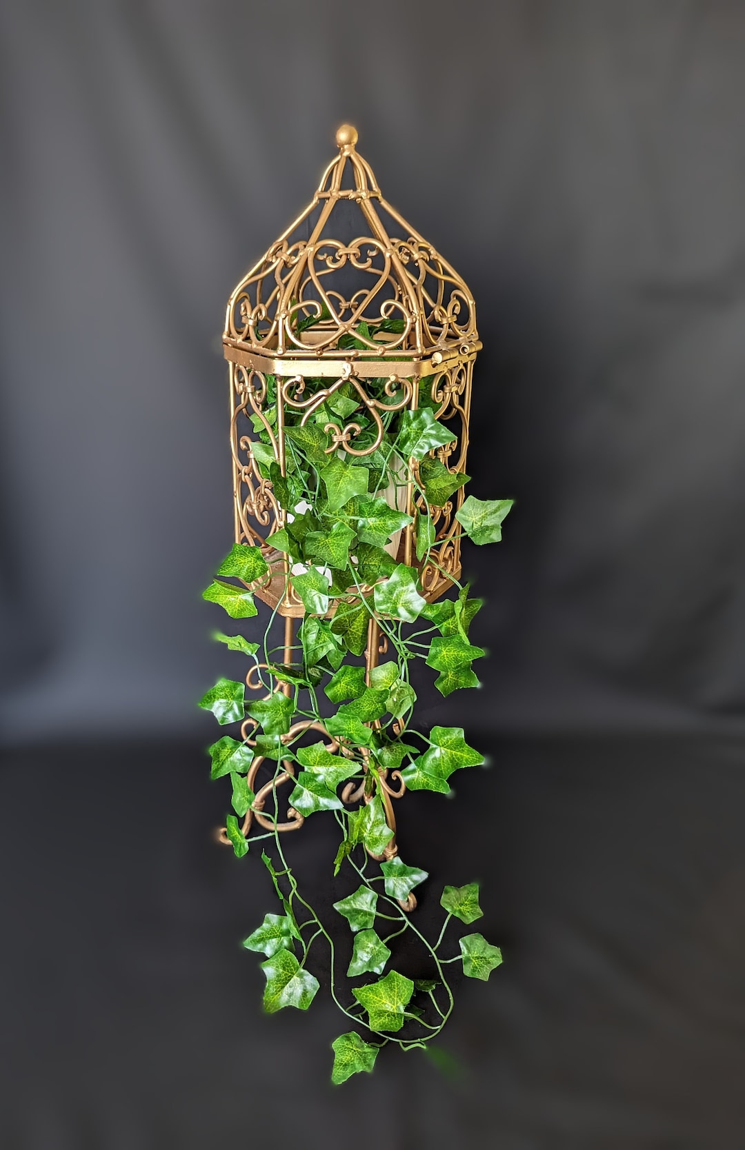 Vintage Wrought Iron Bird Cage Plant Stand Etsy