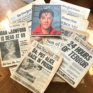 Collectors’ Items. Vintage 70s newspapers with big headlines and events. A collection of 10 newspapers. What you see is what you get