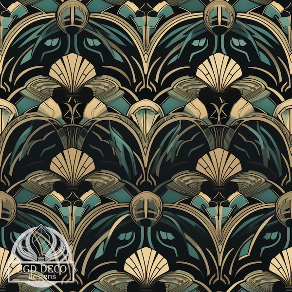 Art Deco Repeating Pattern Digital Download - Unique and Versatile Design for DIY Projects and Decor. High Resolution & Royalty Free