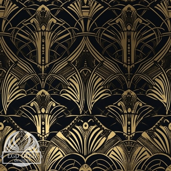 Art Deco Repeating Pattern Digital Download - Unique and Versatile Design for DIY Projects and Decor. High Resolution & Royalty Free