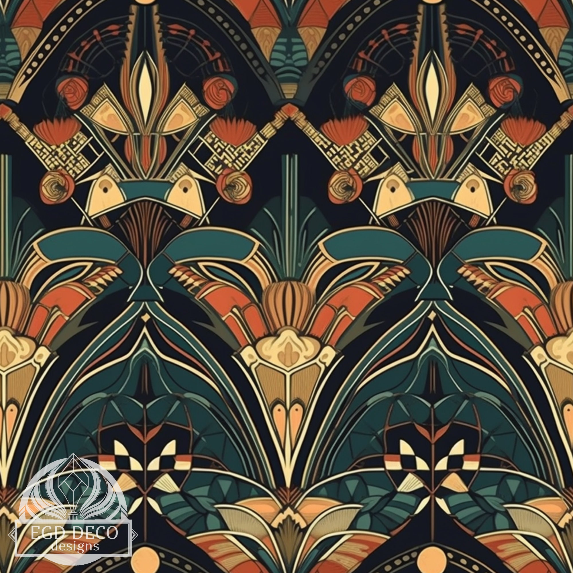 Art Deco Digital Repeating Pattern Design High Resolution for Printing
