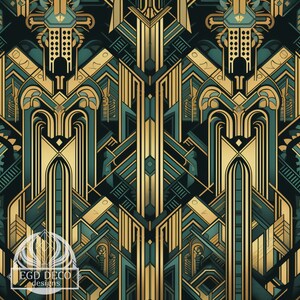 Digitales Art-Deco-Muster-Design in Schwarz und Gold – Hohe Auflösung zum Drucken – Retro-Einzelbild – Sofortiger Download