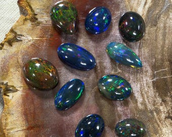 Black Opal Cabochon, Assorted Shapes, Mesmerizing Colors, Jewelry Making Gemstone