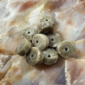 REAL Petoskey &quot;Heishi&quot; style BEADS!!!!  10 mm