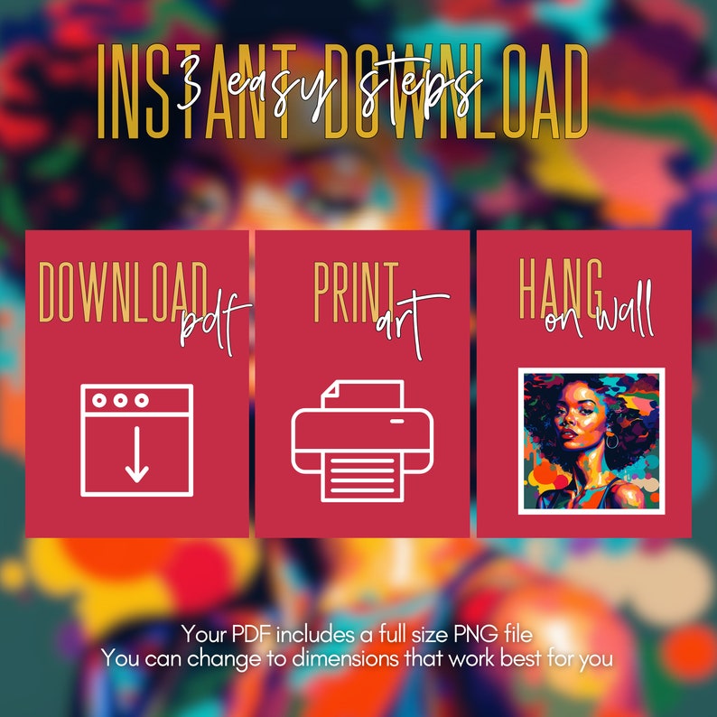 Black Girl Wall Art Black Printable Poster Black Woman Wall Print Black Owned Art Afro Wall Art