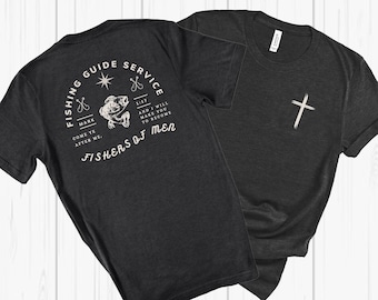 Chemise chrétienne pour homme femme citation biblique t-shirt chrétien pêcheur d'hommes tshirt cadeau homme verset chrétien chemise cadeau fête des pères dos impression