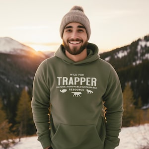 Moletom Wild Fur Trapper: Moletom com capuz de recursos naturais renováveis