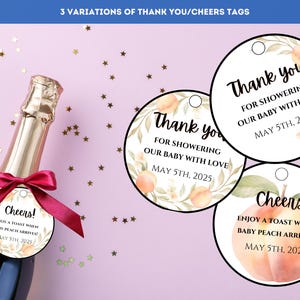 Pfirsichfarbene Party-Perfektion: Personalisierte Menükarte, Tags und Etiketten für ein lustiges Event