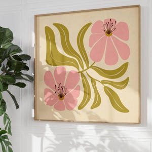 Bellissimo poster floreale anni '70, stampa artistica di Matisse, ispirato agli anni '70, arte murale di metà secolo, decorazione murale anni '60, arte murale floreale, stampa botanica, Mcm Art