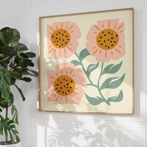 Precioso póster de flores de los años 70, impresión artística de Matisse, arte mural de los años 70, modernidad de mediados de siglo, decoración de los años 70, impresiones retro, botánica, estilo vintage, arte moderno