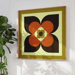 Póster de flores de los años 70, arte de pared retro, arte de pared moderno de mediados de siglo, decoración de los años 70, botánica, decoración de pared vintage, arte de pared de los años 60, decoración moderna