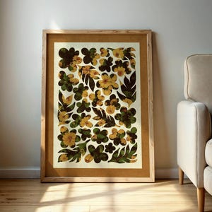 Estampado floral retro estético, arte mural de mediados de siglo, estampado de Matisse, arte mural floral retro, estampado botánico, arte MCM, póster retro, decoración de los años 70