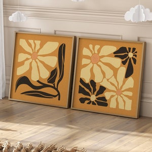 Ästhetische Retro Wandkunst, 2 Stück, 70er Jahre Poster, Matisse Drucke, Funky Wandkunst, Mid Century Modern Kunst, Mcm Wandkunst