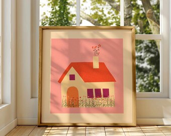 Lesbian Pride House Art Print: Subtle Queer Decor, Minimalist LGBTQ+ Wall Art