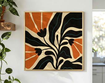 Bloemenprint uit het midden van de eeuw: retro-botanische muurkunst, decor in Scandinavische stijl
