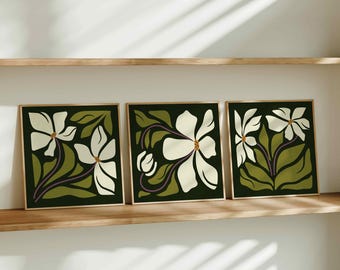 Matisse Floral Print Set: Retro 70s Botanical Art, Mid Century Modern Boho Decor