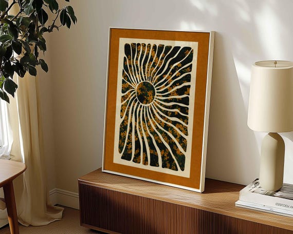 Abstract Botanical Print: Retro Organic Wall Art, Mid Century Modern Decor