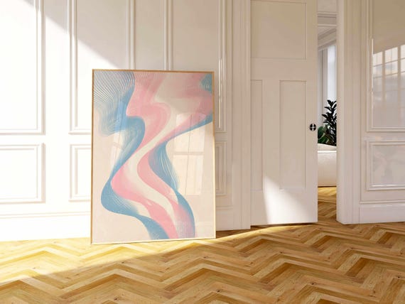 Trans Pride Art Print: Subtle Transgender Flag Colors, Abstract LGBTQ+ Wall Decor