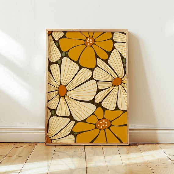 70s Retro Floral Print: Matisse Botanical Art, Mid Century Modern Boho Decor