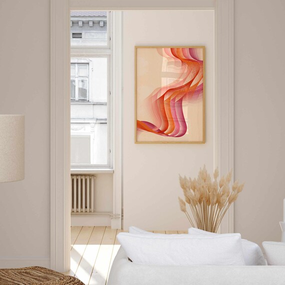 Subtle Lesbian Pride Wall Art – Abstract LGBTQ+ Print in Lesbian Flag Colors, Minimalist Queer Decor, Modern Gift for Her or Them