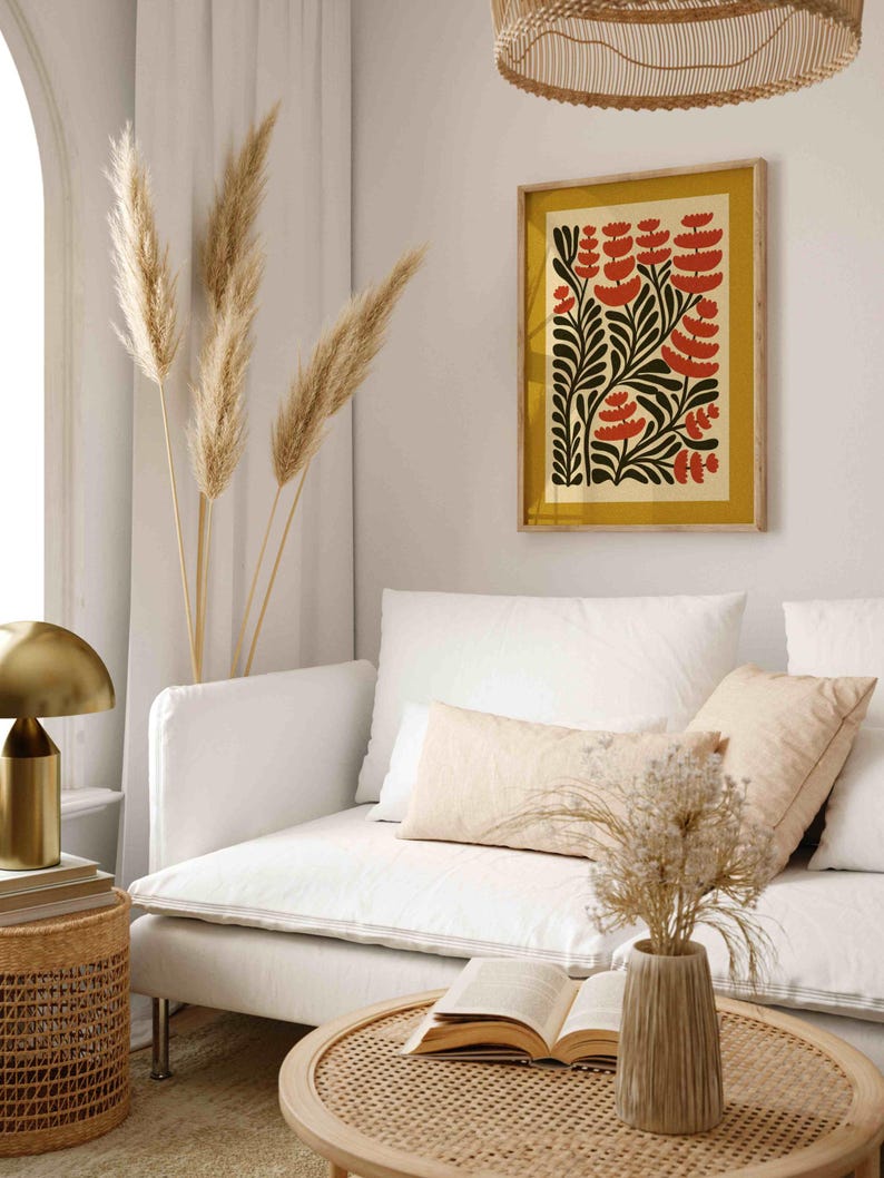 Retro Floral Print — Skandinavische botanische Wandkunst, Mid Century Modern Decor Bild 9