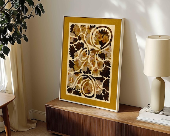 Abstract Botanical Print: Mid Century Modern Floral Wall Art, Vintage Decor