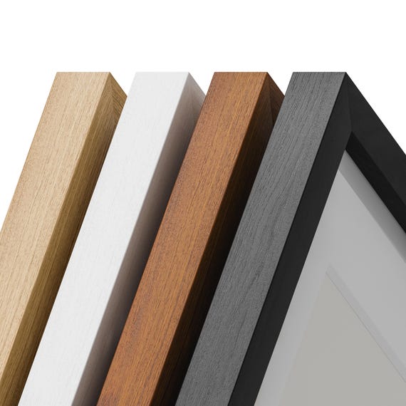 Solid Oak Wood Frame for Art Prints – Natural, Walnut, Black or White
