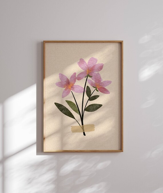 Vintage Style Floral Print, Wildflower Wall Art, Botanical Prints, Pressed Flowers, Flower Market Print, Floral Wall Art, Cottagecore Decor