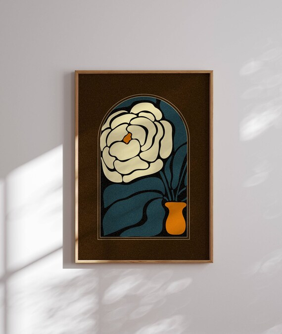 Groovy 70s Flower Poster, Retro Floral Print, Matisse Wall Art, 70s Aesthetic, Retro Art, Mid Century Modern, 70s Decor, Modern Home Decor
