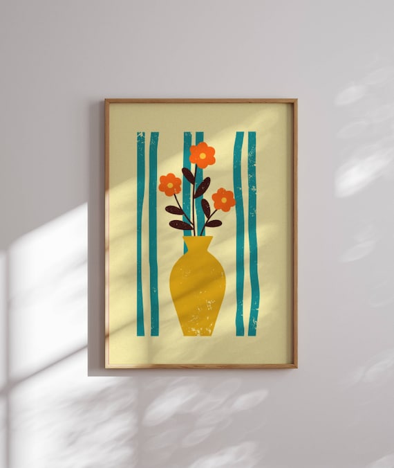 Groovy 70s Flower Poster, Matisse Art Print, 70s Floral Artwork, Funky Wall Art, Colorful Art, 1970s Decor, Retro Prints, Mid Century Art